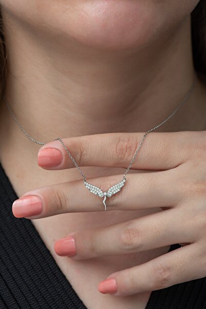 Nereze 925 Ayar Peri Melek Kadın Gümüş Kolye