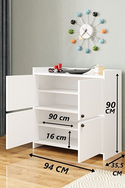AEKA AE-3060 FORUM BEYAZ 4 KAPAKLI, 4 RAFLI, AYAKKABILIK, ÇOK AMAÇLI DOLAP, KAHVE KÖŞESİ, BALKON, BANYO,