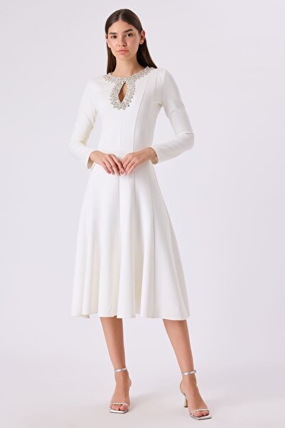 FEVER Taşlı kloş etekli elbise