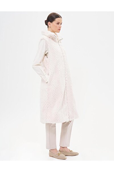 Kayra Çift Taraflı Dik Yaka Yelek Ekru