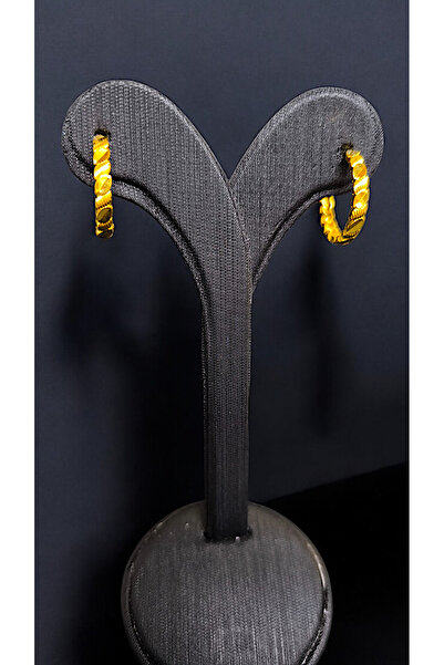 BEYZA DERELİ TAKI AKSESUAR 22 Ayar Fiziki Altın Kaplama Arpa Halka Küpe