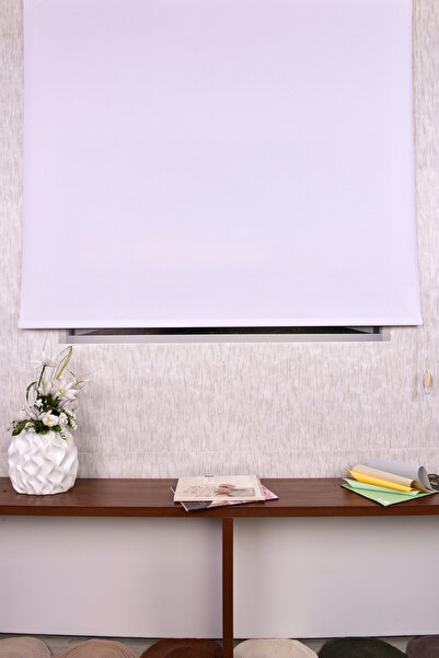 Setekshome Beyaz Düz Etek Dilimsiz Ip 1001 Zebra Stor Güneşlik Perde