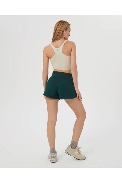 Ayma Active Dark Green Elastic Waist Adjustable Sweatshort Shorts