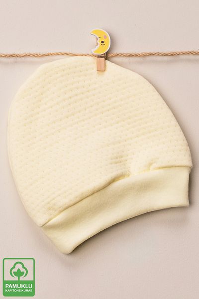 Miniel Unisex Baby Organic Cotton Quilted Fabric Newborn 3-Piece Baby Beanie Colorful Set