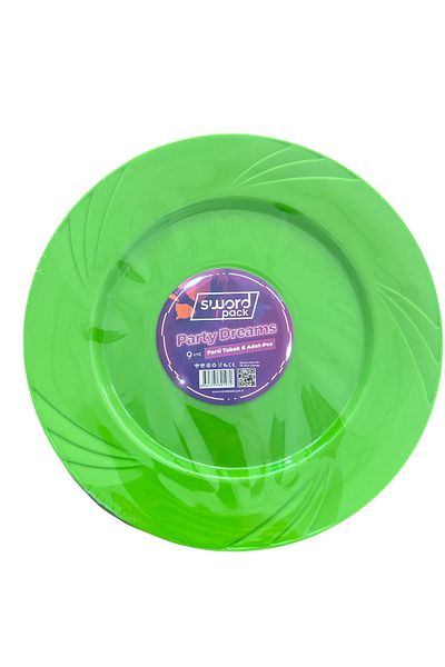 partideyince Plastic Hard Mica Plate Fork Cup Green Color Set of 6