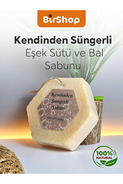Kendinden Süngerli Doğal Gliserinli Eşek Sütü Ve Bal Sabunu 100gr