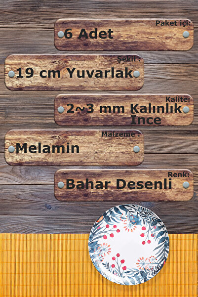 nazen MimHome Fast 19cm 8"inch Denim Kiraz Servis Tabak:Outdoor Bahçe Karavan Piknik Pasta Tabağı