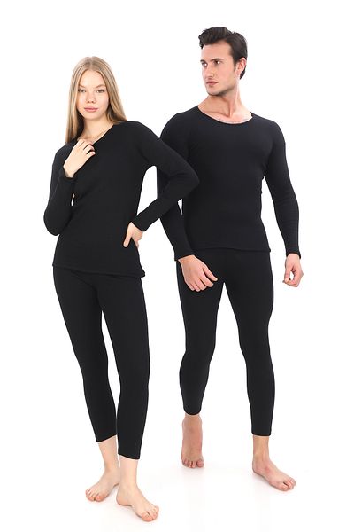 SAUNA SUIT مجموعة ملابس داخلية شتوية حرارية عالية الجودة باللون الأسود