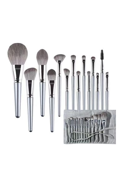 gaman Set de pensule de machiaj cosmetice profesionale cu structură cu peri moi de 14 buc, cu geantă din piele intoarsa