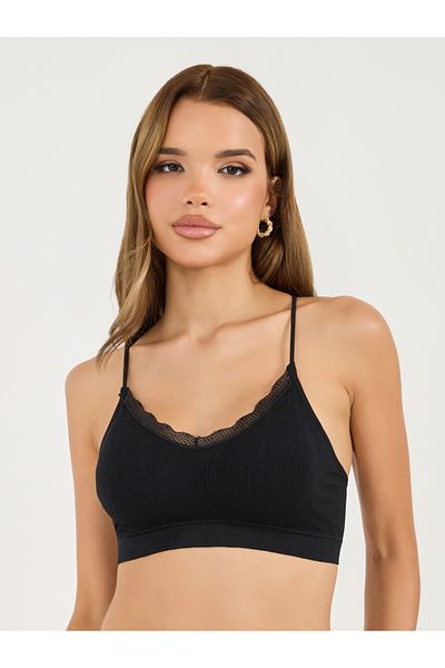 Styli Pack of 3 - Padded Lace Trim Crop Top with Thin Criss Cross Straps
