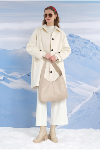 HEQA A-Line Coat - Bone Detailed