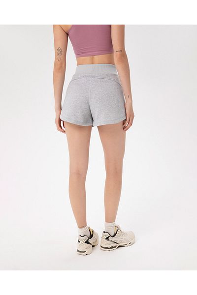 Ayma Active Gray Elastic Waist Adjustable Sweatshirt Shorts