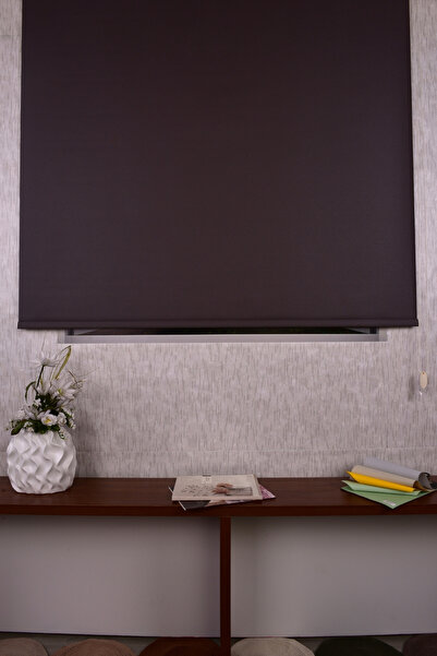 Setekshome Kahve Düz Etek Dilimsiz Mat Sun P-1745 Zebra Stor Güneşlik Perde