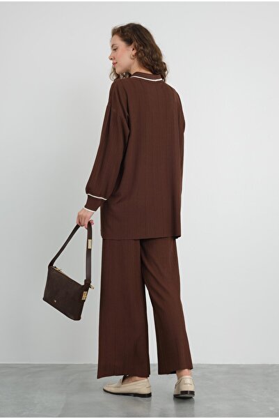 HEQA Stripe Detailed Knitwear Bitter Brown