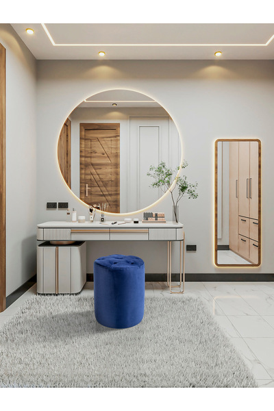 Framgan Chester Puf- Kapitoneli Puf - Yuvarlak Puf – Makyaj Masası Pufu - Dek...