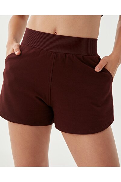 Ayma Active Kestane Bel Lastikli Ayarlanabilir Sweatshort Şort