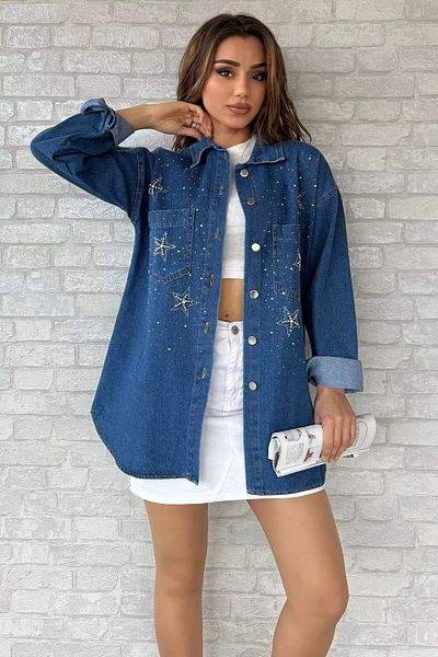 GÜLSELİ Jachetă de blugi din denim cu buzunar dublu bleumarin