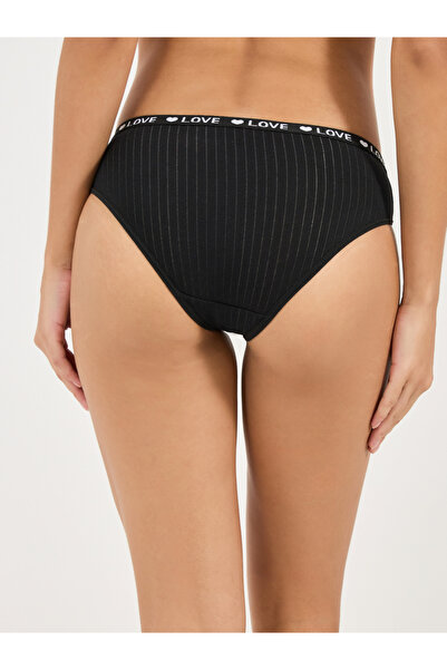 Styli Pack of 5 - Love Text Elastic Ribbed Cotton Bikini Brief