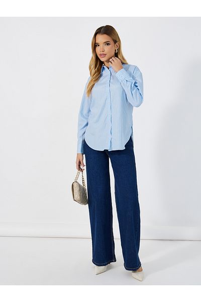 Styli Striped  Button Through Oversized Shirt