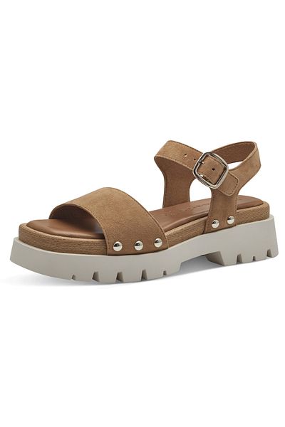 Tamaris Damen Sandalen 1-28230-42 Braun 310 Camel Leder mit TOUCH-IT