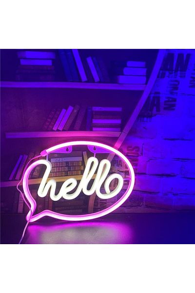 COOYA Hello Neon Sign with USB or Battery Powered for Room Bar Restaurant Party Favor LED Deco Light
