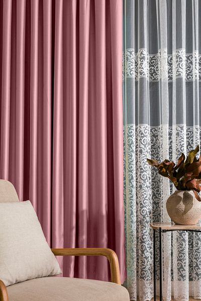 LUNETT HOME Powder Blackout Extraforated Plain Planting Curtain - Single Wing V12