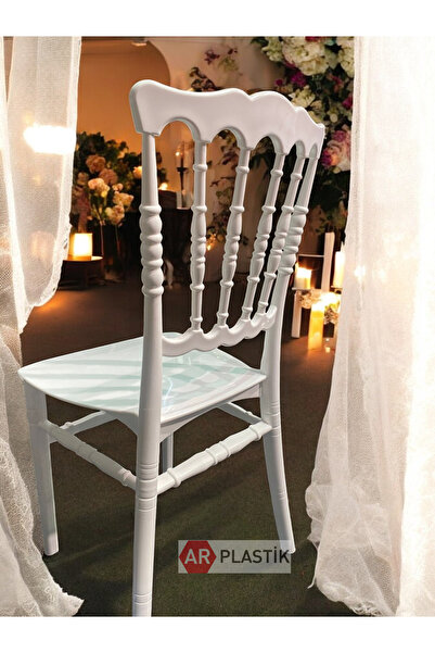 AR PLASTİK Mutfak Sandalyesi Beyaz 6 ADET, Napolyon Sandalye, Beyaz Sandalye, Plastik Sandalye
