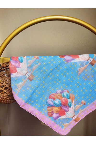 LOPRES Eșarfă pentru copii din bumbac cu tematică cu balon zburător pentru fete 80*80cm