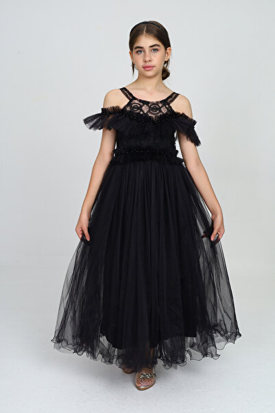 Joui Co Kız Çocuk Uzun Zarif Abiye Elbise Düğün Özel Gün Kıyafeti