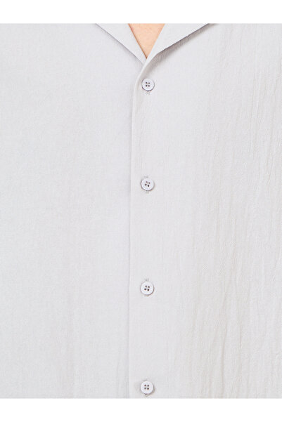 Styli Cotton Textured Resort Collar Relaxed Shirt