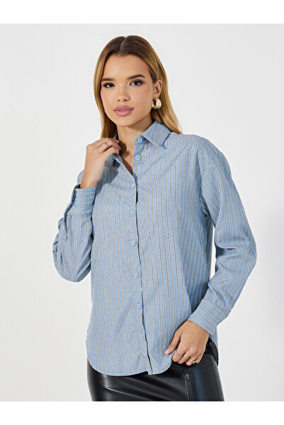Styli Striped  Button Through Oversized Shirt
