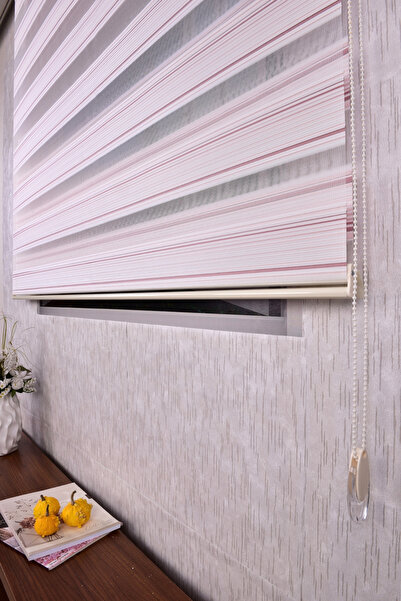 Setekshome Gül Kurusu Pliseli Etek Dilimsiz 10672-v12 Zebra Stor Güneşlik Perde