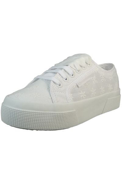 Superga Damen Low Sneaker 2740 Flower Sangallo Low Top S2148KW Weiß A0A Total White Textil