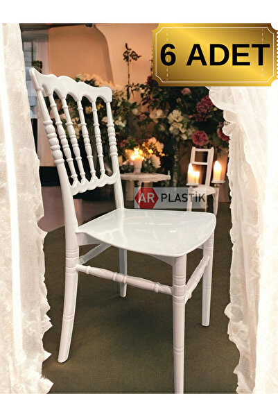 AR PLASTİK Mutfak Sandalyesi Beyaz 6 ADET, Napolyon Sandalye, Beyaz Sandalye, Plastik Sandalye
