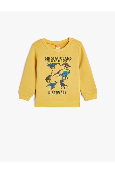Koton Dinosaur Printed Cotton Long Sleeve Sweatshirt - Raster