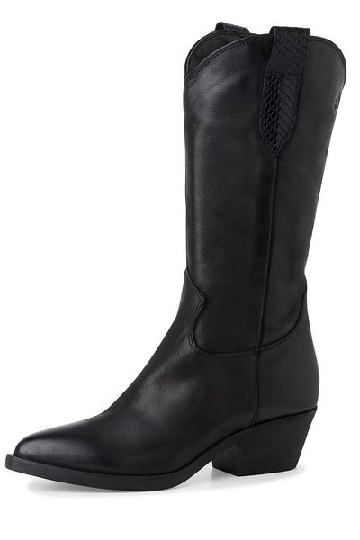 Tamaris Damen Cowboystiefel Western 1-25706-43 Schwarz 008 Black Nubuc Leder mit TOUCH-IT