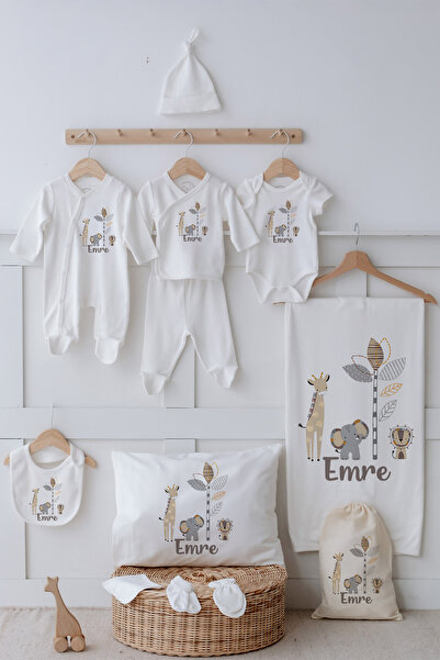 Astral Baby İsimli %100 Organik Pamuk 12'li Hastane Çıkışı Gri Zürafa Ve Arka...