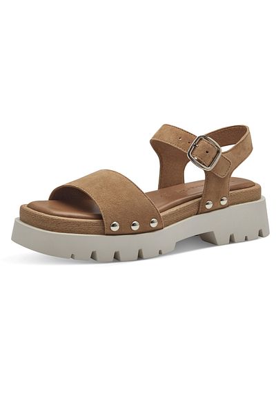 Tamaris Damen Sandalen 1-28230-42 Braun 310 Camel Leder mit TOUCH-IT