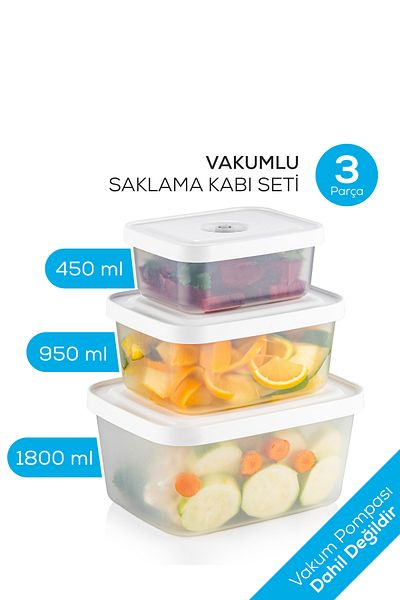 Vienev Vacuumfresh 3 Piece Vacuum Food Storage Container Set