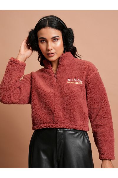 Tokyo Talkies By Styli Embroidered Relaxed Fit Crop Sweatshirt