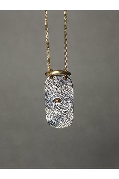 TREND 925 Ayar Gümüş Horus'un Gözü Kolye, Altın Kaplamalı Gümüş Kolye, Ra'nın Gözü Kolye