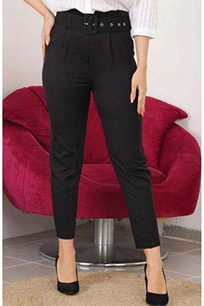 Fua Shop DOUBLE KUMAŞ  BELİ KEMERLI CEPLİ DAR PAÇA PANTOLON