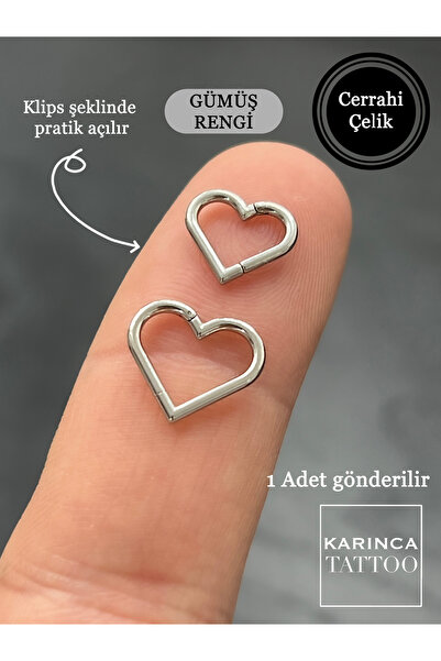 Karınca Piercing Premium Kalite Klipsli Kalp Piercing Tragus Forward Helix Kulak Dudak Septum Burun Daith Rook Snug