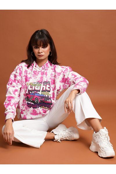 Tokyo Talkies By Styli Graphic Print Oversized Hoodie
