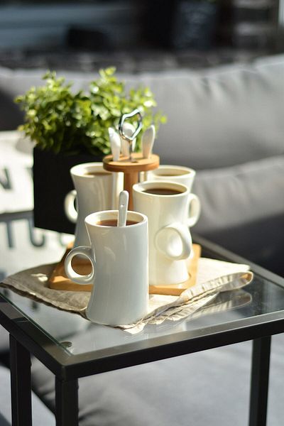 Bambum White Puedo 9 Piece Mug with Stand Tea Set B2673