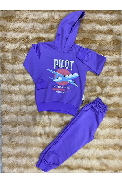 skycott Σετ παιδικής φόρμας με κουκούλα με στάμπα Pilot Text