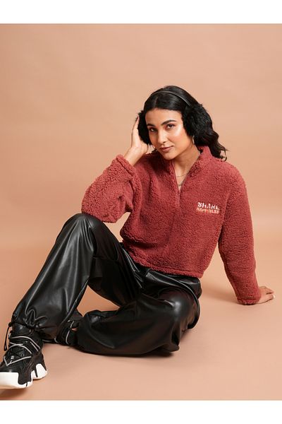 Tokyo Talkies By Styli Embroidered Relaxed Fit Crop Sweatshirt