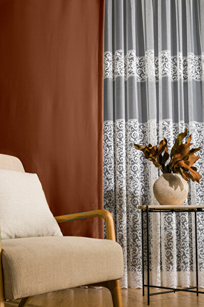 LUNETT HOME Light Brown Color Blackout Dimming Rarely (1X2) Pleated Background Curtain Single Wing V20