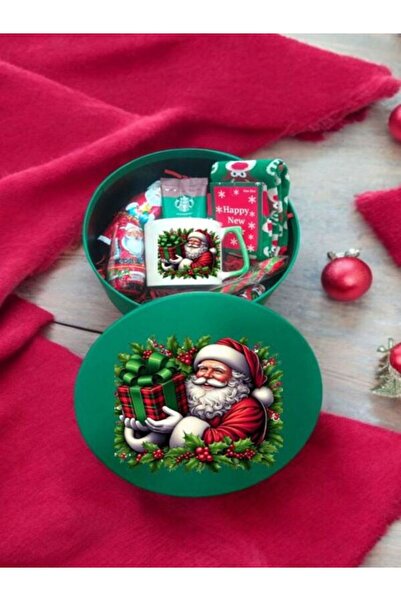 LADİJİTAL BASKI ÇÖZÜMLERİ Yeşil Yuvarlak Yeniyıl Kutusunda Hediyeler