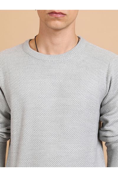 Highlander By Styli Textured Knit Round Neck Sweater